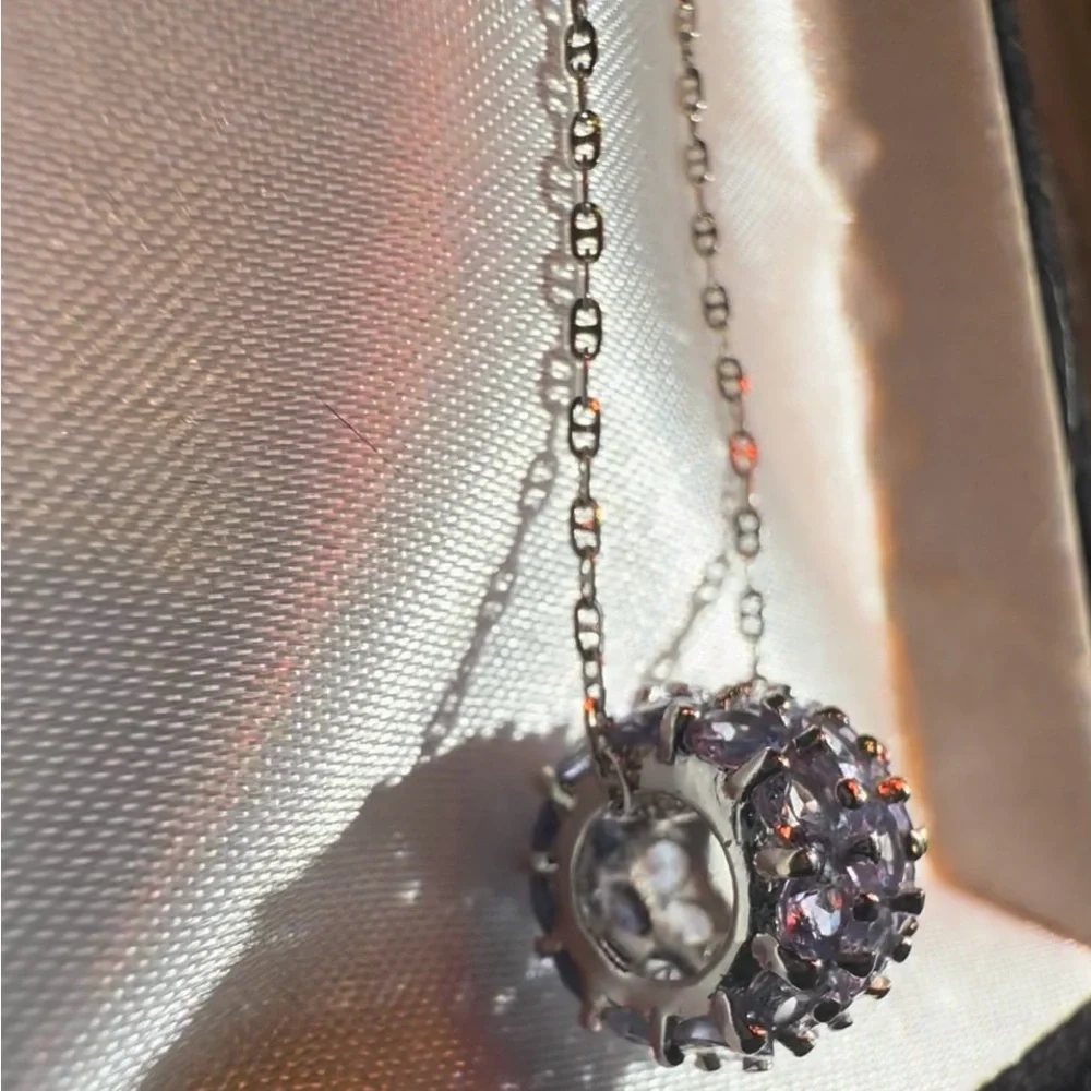 14k White Gold Tanzanite Pendant Bead & “18.25 Inch Chain